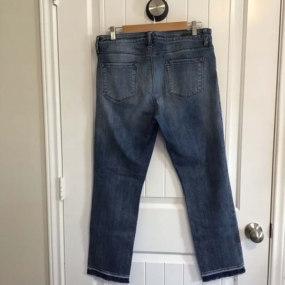 Kut from the Kloth Reese Ankle Straight Leg Jeans Frayed Hem Size 12 - Picture 4 of 13